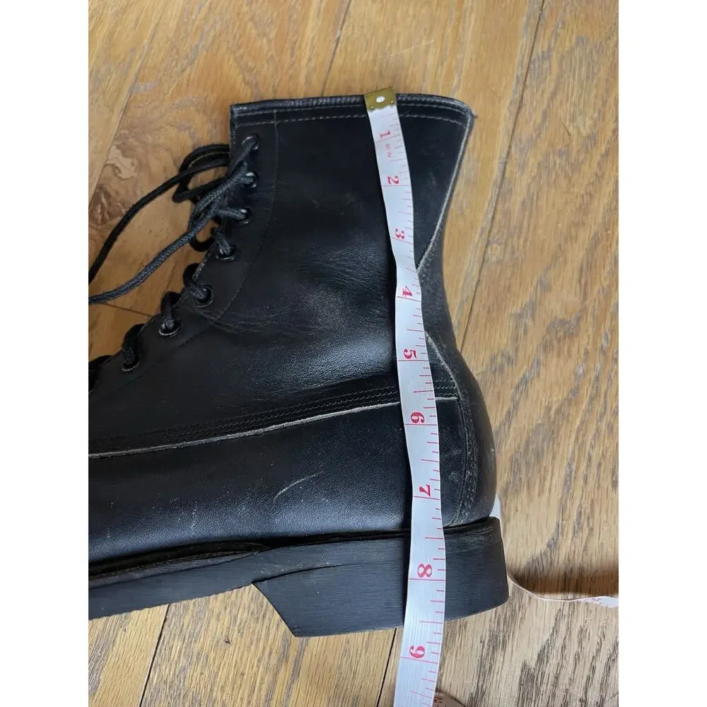 Vintage Wolverine Steel Toe Combat Boots USA Black Leather Military 8.5R 1994